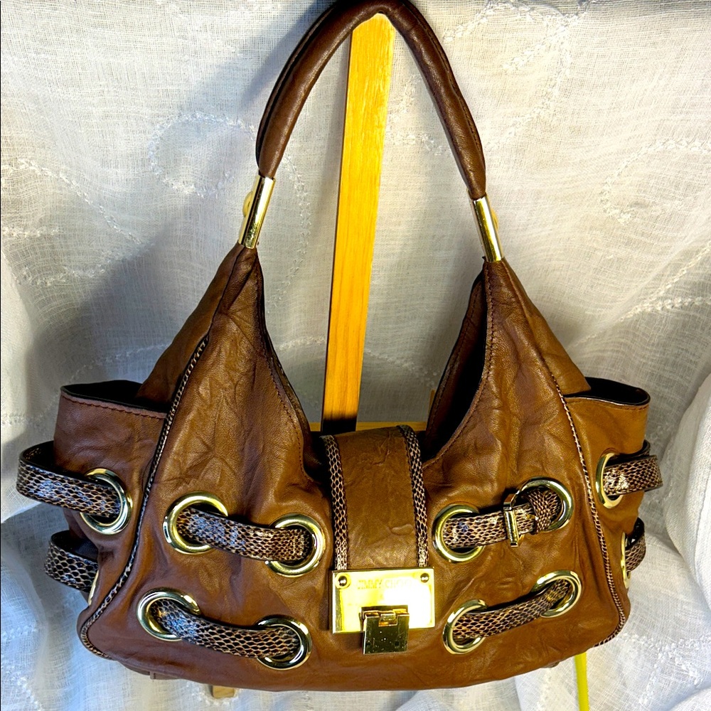 Jimmy Choo buttery soft glove leather with snake strap - Picture 2 of 16
